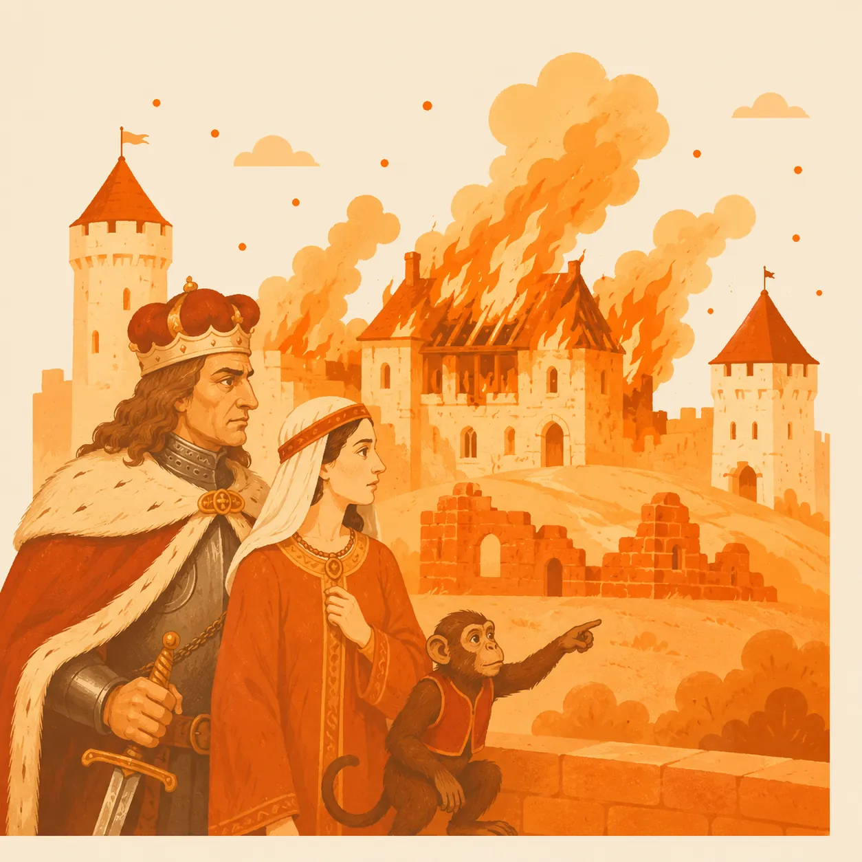 В 1398 году сгорел Старый замок и княжеский дворец. Витовт и его жена Анна, спаслись благодаря своей домашней обезьянке
